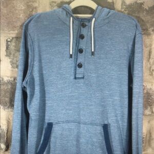 Gap Pull Over Shirt Men's Size Large Blue Striped Hoodie Kangaroo Pocket Casual
